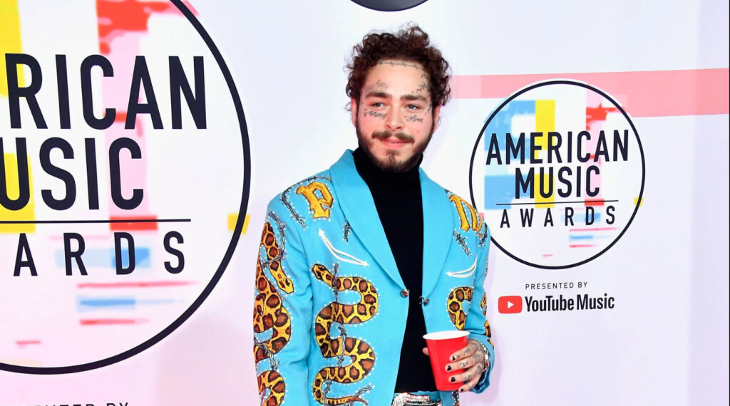 Post Malone rocks a custom Union Western Clothing suit, designed by veteran western-wear tailor Jerry Atwood, which is often miscredited as being a Nudie Suit