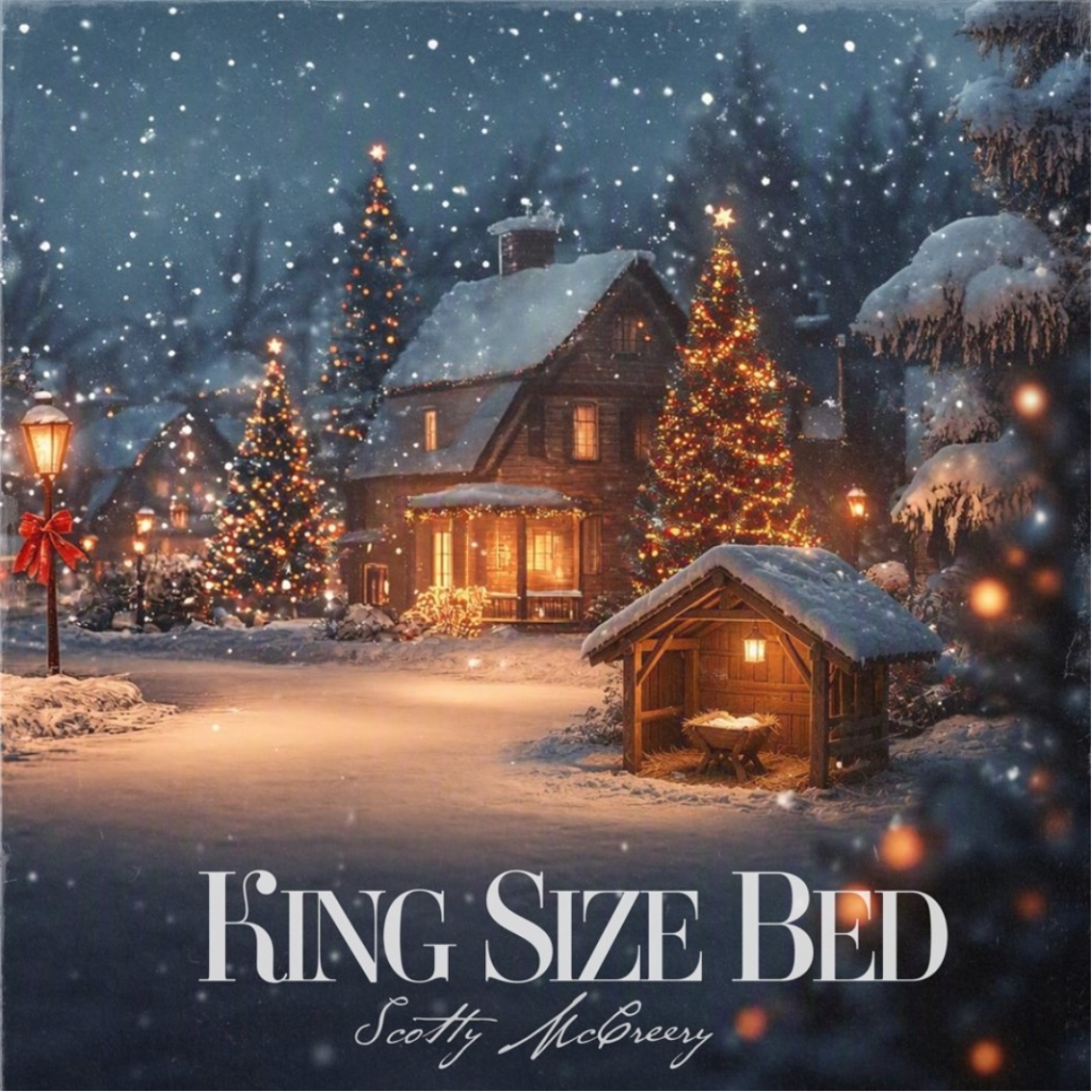 Scotty McCreery King Size Bed single artwork showing a snowy Christmas scene and manger