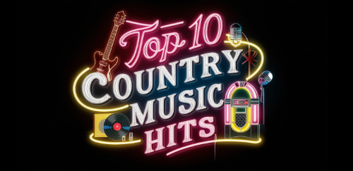 Top 10 Country Music Hits Neon Sign Image